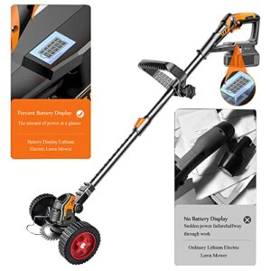 Electric Weed Eater Battery Operated Weed Wacker, String Trimmers with Remaining Power Display, Adjustable Machine Head Electric Lawn Edger for Garden and Yard