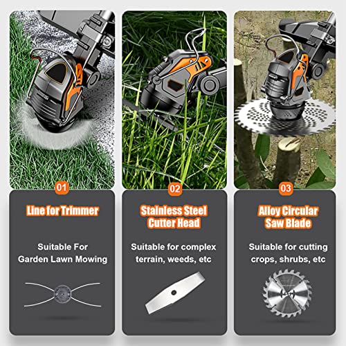 Electric Weed Eater Battery Operated Weed Wacker, String Trimmers with Remaining Power Display, Adjustable Machine Head Electric Lawn Edger for Garden and Yard