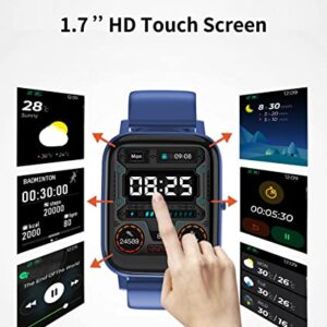 Jassco Smart Watch, Fitness Tracker for Android Phones and iPhone with Pedometer, Sleep Monitor, Music Control, IP68 Waterproof Bluetooth Sport Watch Activity Tracker with 1.7’’ Touch Screen -Blue