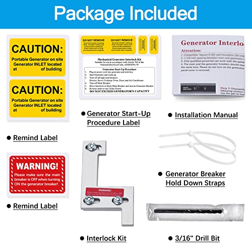 ACANORA Generator Interlock Kit for ITE, Murray, Siemens, Gould 150 and 200 Amp Panels, 1 1/4 Inches Spacing, Silver