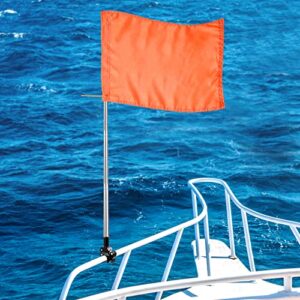 Orange Boat Flag- 64 Inch Adjustable Boat Safety Flag Water Ski Flag with Stable Holder & Flag Pole Durable Boating Safety Flag Skier Down Flag for Swimmers Surfer Safety Equipment