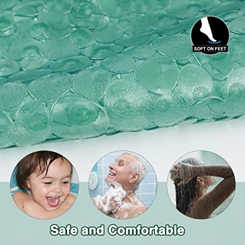 Bath Mats for Bathroom Tub 27x14 Inch,Bath Mat for Tub Feels Great on Tired Feet, Friendly Machine Washable Shower Tub Mats with 167 Big Suction Cups,Shower Mat,Bath Tub Mat, Green