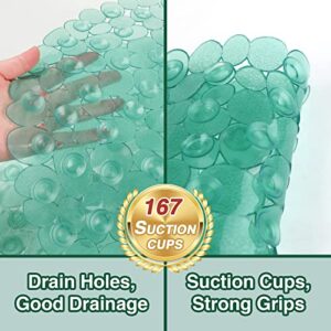 Bath Mats for Bathroom Tub 27x14 Inch,Bath Mat for Tub Feels Great on Tired Feet, Friendly Machine Washable Shower Tub Mats with 167 Big Suction Cups,Shower Mat,Bath Tub Mat, Green