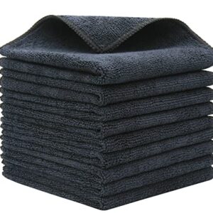 HYLLZB Microfiber Kitchen Dish Cloth Cleaning Rags, 9 Pack Microfiber Cleaning Cloth for Glasses, Lint Free Cloth Rags for Household Cleaning or Cooking, 12 x 12 Inches (Black)