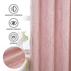 Tony's collection Blush Curtains for Bedroom, Blackout Curtains 63 Length Wave Foil Print Pattern Room Darkening Living Room Curtains for Kids Girls(34x63 Inch, Blush,2 Panels)