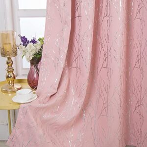 Tony's collection Blush Curtains for Bedroom, Blackout Curtains 63 Length Wave Foil Print Pattern Room Darkening Living Room Curtains for Kids Girls(34x63 Inch, Blush,2 Panels)