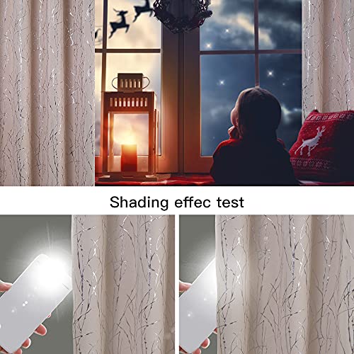 Tony's collection Blush Curtains for Bedroom, Blackout Curtains 63 Length Wave Foil Print Pattern Room Darkening Living Room Curtains for Kids Girls(34x63 Inch, Blush,2 Panels)