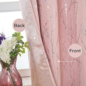 Tony's collection Blush Curtains for Bedroom, Blackout Curtains 63 Length Wave Foil Print Pattern Room Darkening Living Room Curtains for Kids Girls(34x63 Inch, Blush,2 Panels)