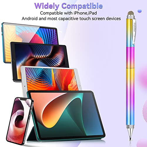 Universal Stylus Pens, Honiha High Precise Disc Stylus Pens for Touch Screens 4 in 1 Touch Screen Pen Capacitive Stylus Compatible with iPad, iPhone, Samsung, Android, Microsoft Tablets- Rainbow