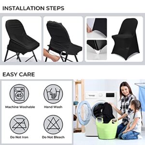 Babenest Spandex Folding Chair Covers - 25 PCS Upgraded Universal Stretch Washable Fitted Chair Slipcovers Protector for Wedding, Holidays, Banquet, Party, Celebration (Black)