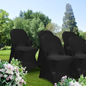 Babenest Spandex Folding Chair Covers - 25 PCS Upgraded Universal Stretch Washable Fitted Chair Slipcovers Protector for Wedding, Holidays, Banquet, Party, Celebration (Black)