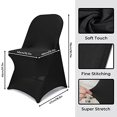 Babenest Spandex Folding Chair Covers - 25 PCS Upgraded Universal Stretch Washable Fitted Chair Slipcovers Protector for Wedding, Holidays, Banquet, Party, Celebration (Black)