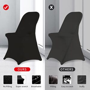 HAINARverS Stretch Spandex Folding Chair Covers 30PCS Universal Fitted Elastic Chair Cover Protector for Wedding, Party, Banquet, Holidays, Celebration, Decoration (Black 30pcs)