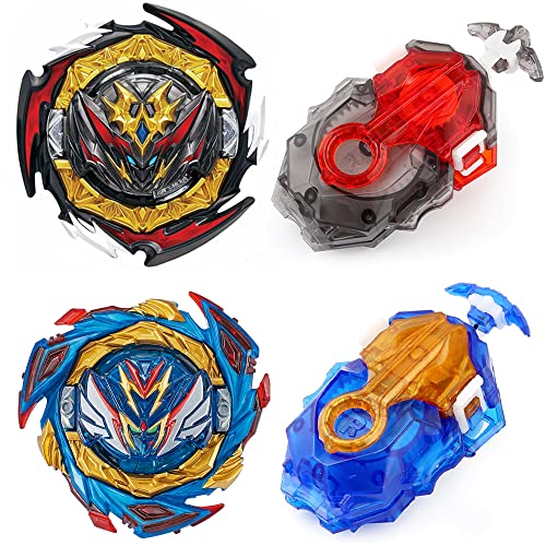 Owenkelng Bey Burst Gyro Toy Set Metal Fusion Attack Top Grip Toy Blade Set Game 2 Top Burst Gyros 2 Two-Way Launcher Great Birthday Gift for Boys Children Kids 6 8 10+