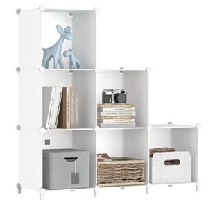 wolizom cube storage organizer, 6-cube white closet storage shelves, modular units, closet cabinet, portable diy plastic book shelf shelving for bedroom, office, living room (12"x12"x12")