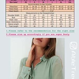 AbleTree Business Casual Shirt Dress for Women Long Sleeves Pleated Midi Dresses with Belt Mint Green