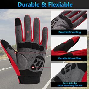 FIORETTO Mountain Bike Gloves for Men Women Motorcycle Cycling Gloves with 5MM SBR Pad Touch Screen Knuckle Protection Motocross Gloves for BMX ATV MTB Racing