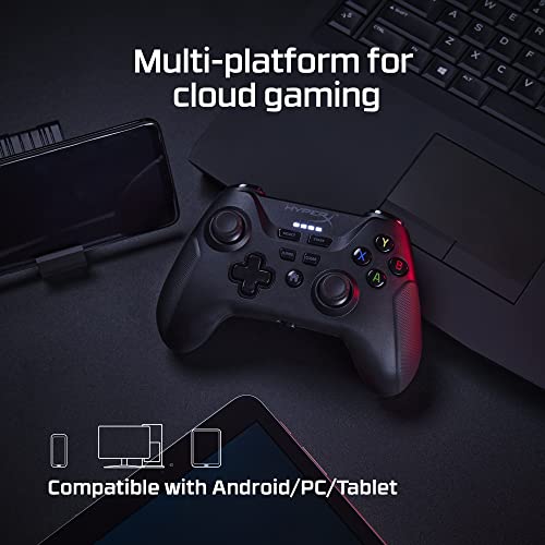 HyperX Clutch – Gaming Controller for Android and PC, Cloud and Mobile Gaming, Bluetooth, 2.4GHz Wireless, USB-C to USB-A Wired Connection, Standard Button Layout, Detachable Phone Clip