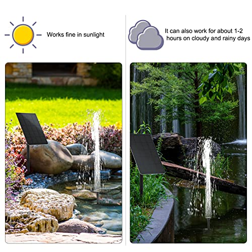 LEDBOKLI Solar Water Fountain Pump with Solar Panel and USB Powered, Solar Water Fountain Pond Pump Kit, Solar Powered Fountain USB Water Pump Solar Submersible Pump for Bird Bath Garden Backyard Pool