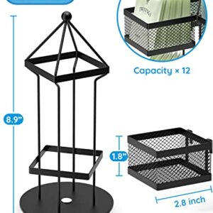 Tea Bag Organizer, Tea Bag Storage Holder Spinning Carousel 96 Teabags Container, Lazy Susan Coffee Creamer Sweetener Tea Caddy for Kitchen Counter Cabinet Pantry Shelf Organizer