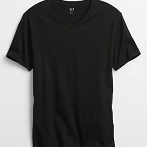 GAP Mens Everyday Short Sleeve V-Neck T-Shirt T Shirt, True Black V2, Small US