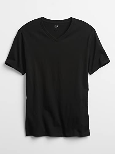 GAP Mens Everyday Short Sleeve V-Neck T-Shirt T Shirt, True Black V2, Small US