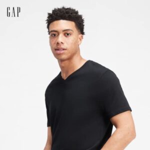 GAP Mens Everyday Short Sleeve V-Neck T-Shirt T Shirt, True Black V2, Small US