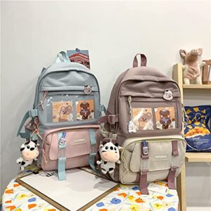 JQWSVE Kawaii Backpack with Kawaii Pins and Accessories Cute Backpack Aesthetic Backpack Women Lightweight Travel Rucksack