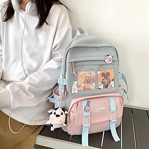 JQWSVE Kawaii Backpack with Kawaii Pins and Accessories Cute Backpack Aesthetic Backpack Women Lightweight Travel Rucksack