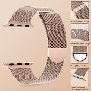 Marge Plus Compatible with Apple Watch Band Series Ultra 8 7 6 5 4 3 2 1 SE 38mm 40mm 41mm 42mm 44mm 45mm 49mm Women and Men, Stainless Steel Mesh Loop Magnetic Clasp Replacement for iWatch Bands (41mm/40mm/38mm, Champagne Gold).