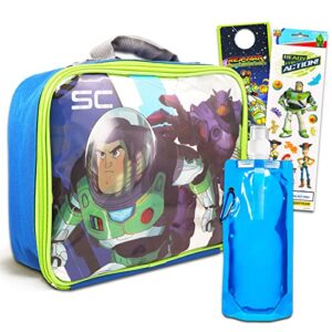 classic disney disney buzz lightyear lunch box for boys set - 5 pc bundle with buzz lunch box plus stickers, water pouch, and more (disney lunch bag)