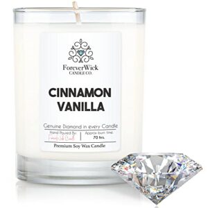 foreverwick cinnamon vanilla candle | diamond candle | scented jar candle | strong scented candles for decor | 14 oz & 70 hrs burning time