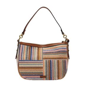 Fossil Women's Jolie Fabric Crossbody Purse Handbag, Colorful Stripes (Model: ZB1736875)