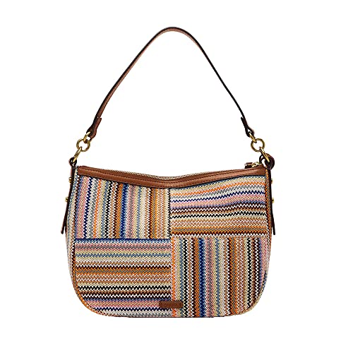 Fossil Women's Jolie Fabric Crossbody Purse Handbag, Colorful Stripes (Model: ZB1736875)