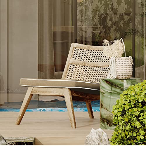 PNP FKJP 2 Pack Outdoor Chair Cushion 20" X 20" X 4", Waterproof Outdoor Seat Cushions with Non-Skid Ties, Khaki (Cushion + Cover)