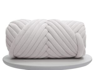 aloiyue chunky knit yarn,velvet bulky big cotton tube thick 17.6oz giant puffy stuffed for handmade weave throw blanket knot pillow cat nest,22 yards diy vegan yarn,light grey 1.1lbs/17.6oz/22yards