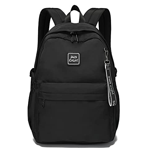 Reqinqin Kids Backpack Girls and Boys Waterproof School Backpack Suitable for Age for Over 6 years old Lightweight Travel Children Black backpack (Black)