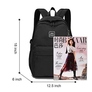 Reqinqin Kids Backpack Girls and Boys Waterproof School Backpack Suitable for Age for Over 6 years old Lightweight Travel Children Black backpack (Black)