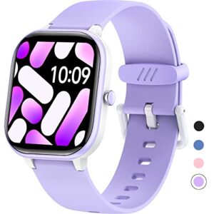 hengto fitness tracker watch for kids, ip68 waterproof kids smart watch with 1.4" diy watch face 19 sport modes, pedometers, heart rate, sleep monitor, great gift for boys girls teens 6-16 (purple)