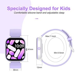 HENGTO Fitness Tracker Watch for Kids, IP68 Waterproof Kids Smart Watch with 1.4" DIY Watch Face 19 Sport Modes, Pedometers, Heart Rate, Sleep Monitor, Great Gift for Boys Girls Teens 6-16 (Purple)