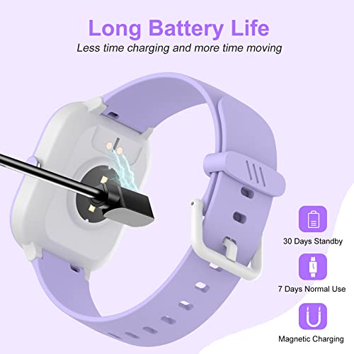 HENGTO Fitness Tracker Watch for Kids, IP68 Waterproof Kids Smart Watch with 1.4" DIY Watch Face 19 Sport Modes, Pedometers, Heart Rate, Sleep Monitor, Great Gift for Boys Girls Teens 6-16 (Purple)