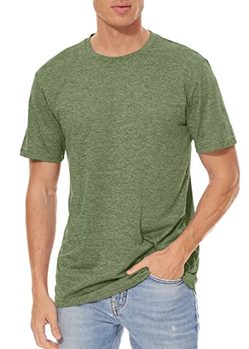 TACVASEN Men's Workout T Shirts Athletic Fit Shirts Gym T Shirts Dry Fit Shirts Running Shirts Active Tees Shirts Summer Fitness Shirts for Men Green