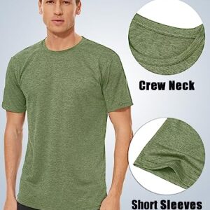 TACVASEN Men's Workout T Shirts Athletic Fit Shirts Gym T Shirts Dry Fit Shirts Running Shirts Active Tees Shirts Summer Fitness Shirts for Men Green