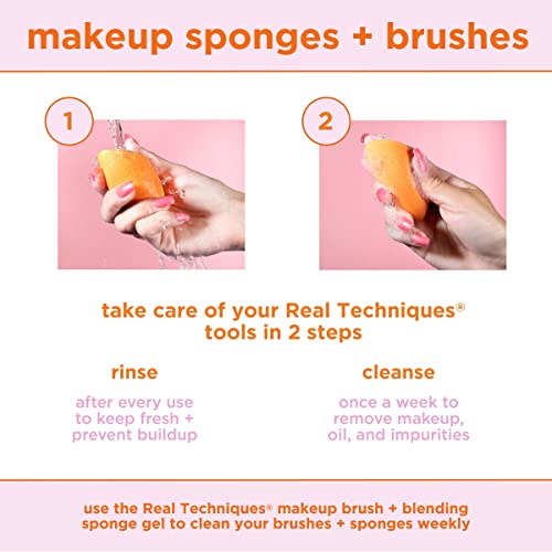 Real Techniques Au Naturale Makeup Brush Kit, For Foundation, Powder, Eyeshadow, Blush, Bronzer, & Concealer, Premium Quality Face Brushes, 9 Piece Set