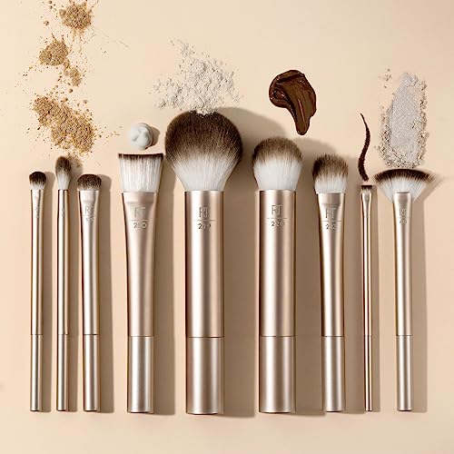 Real Techniques Au Naturale Makeup Brush Kit, For Foundation, Powder, Eyeshadow, Blush, Bronzer, & Concealer, Premium Quality Face Brushes, 9 Piece Set