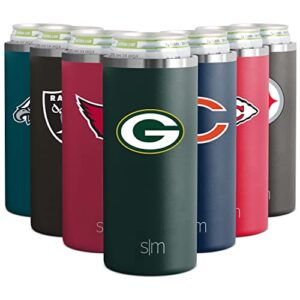 simple modern officially licensed nfl green bay packers gifts for men, women, dads, fathers day | insulated ranger slim can cooler for skinny 12oz cans - skinny beer and seltzer