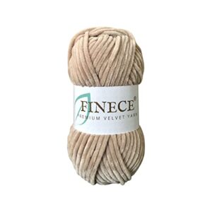 finece soft velvet yarn chenille yarn for crocheting baby blanket yarn for knitting 100 gr (132 yds) fancy yarn for crochet weaving craft amigurumi yarn (1 skein, 2040 - light camel)