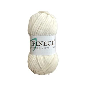finece soft velvet yarn chenille yarn for crocheting baby blanket yarn for knitting 100 gr (132 yds) fancy yarn for crochet weaving craft amigurumi yarn (1 skein, 2020-cream)