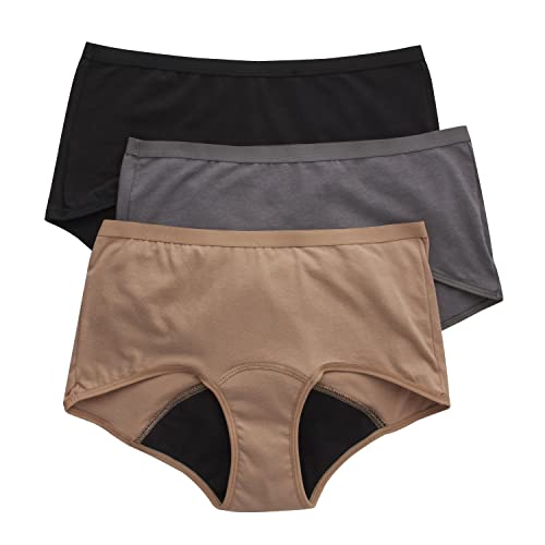 Hanes womens Fresh & Dry Light and Moderate Period 3-pack Boyshort Underwear, Multiple Options Available Boy Short Panties, 3 Pack - Assorted 1 Moderate Protection, 6 US