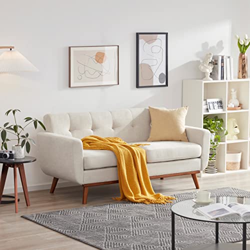 Kingfun Tbfit 65" W Loveseat Sofa, Mid Century Modern Decor Love Seat Couches for Living Room, Button Tufted Upholstered Love Seats Furniture, Solid and Easy to Install Small Couch for Bedroom, Beige…